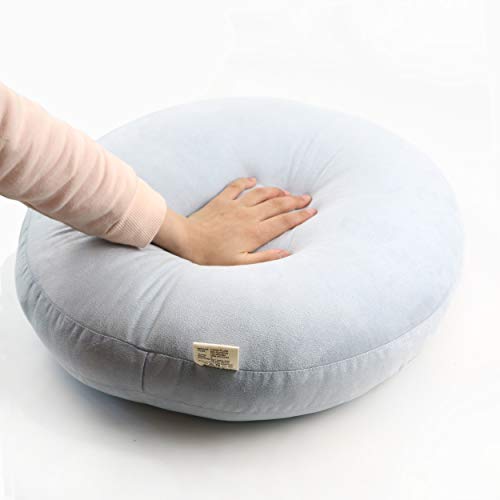 Hodeco Round Throw Pillow For Kids 16X16 100% Down-Like Polyester Filling Super Soft Cushion Ultra Fluffy Feather-Like Touch Decorative Round Floor Pillow For Couch Bed Sofa, Light Blue, 1 Piece #TOP6