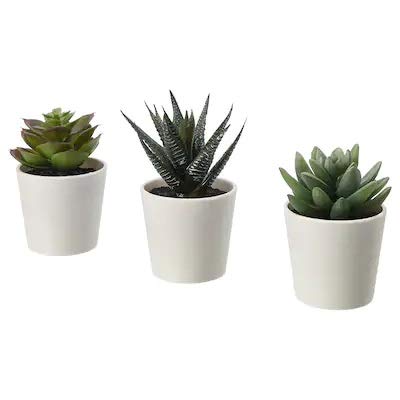 Ikea TSSP Artificial Potted Plant with Pot, in/Outdoor Succulent6 cm (3)