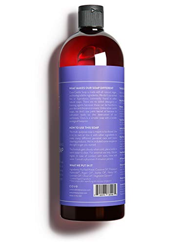 Cove Castile Soap Lavender - 1 Liter / 33.8 Fl Oz - Organic Argan, Jojoba, And Hemp Oils #TOP1