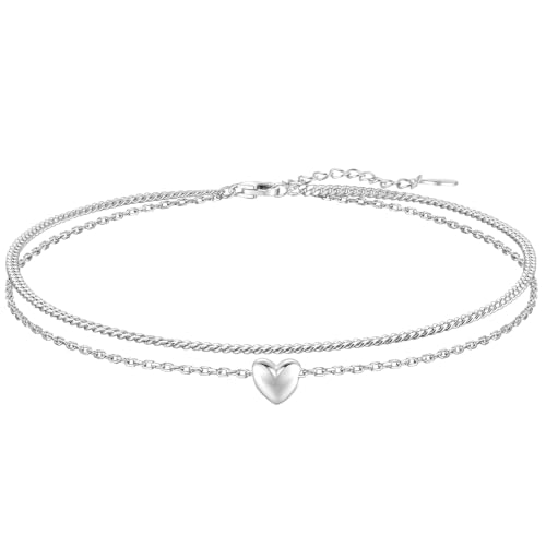Image of CHIC & ARTSY 925 Sterling Silver Ankle Bracelets for Women, Adjustable Double Layer Chain Anklets, Minimalist Lightweight Foot Jewelry for Beach & Everyday Wear