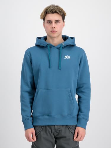 Alpha Industries Basic Hoody Small Logo Kapuzensweat für Herren Vintage Marine – Ansicht 2