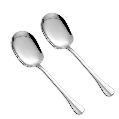 CHDZSW 2 Stück Servierlöffel Edelstahl, 25 cm Vorlegelöffel Groß, Servierlöffel Edelstahl, Salatlöffel, Vorlegebesteck, Esszimmer, Bankett, Famili