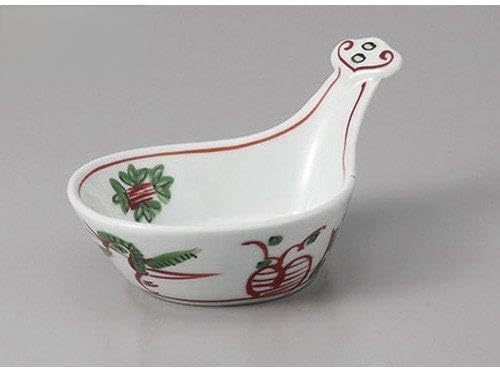 せともの本舗 Set of 5, Small Elevated Base with Small Red Picture Loquat Shape, 4.8 x 3.3 x 2.4 inches (12.1 x 8.5 x 6.2 cm) [Ryotei Ryokan Japanese Tableware, Restaurants, Commercial Utensils, Tableware]