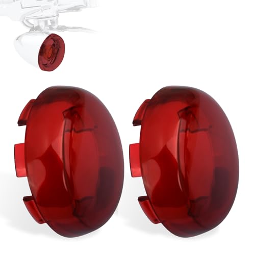 Hokuotolite Turn Signal Lens Kit,Front/Rear Bullet Turn Signal Light Replacement Lenses Covers for Harley Sportster 883 1200/Touring Road King Electra Glide Street Glide/Softail/Dyna/V-Rod,Red,2 PCS