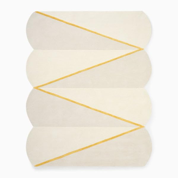 Image of Hand-Tufted Wool Carpet for Living Room 4x6 feet Cream Yellow Anti-Skid High Pile Thick Carpet & Rugs for Bedroom & Hall