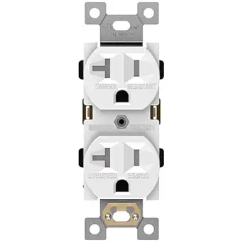 ENERLITES Duplex Receptacle, Tamper-Resistant, Commercial Grade Outlet, 3-Wire, Self-Grounding, 2-Pole, 20A 125V, UL Listed, 62040-TR-W, White