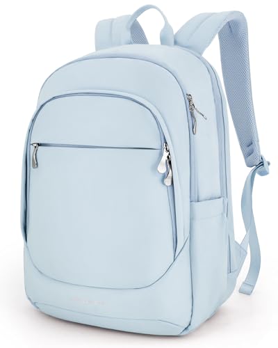 Image of LIGHT FLIGHT Travel Laptop Backpack Women, 15.6 Inch Laptop Backpack with USB Charging Hole, Water Resistant College Bookbag, Black Computer Backpacks for Work,Light Blue