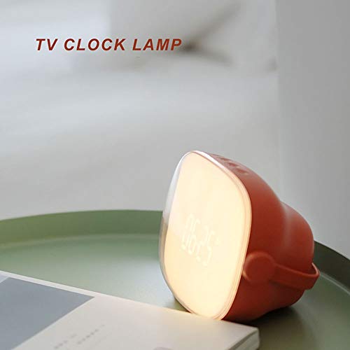 Retro TV multi-funzione a LED Lampada da tavolo, sveglia è una luce sveglia, luce notturna portatile, USB di ricarica con l'interruttore Alarm Clock luce di notte (Color : Red) - Image 5