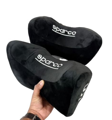 Image of Sparco Neckrest Pillow Universal Comfortable Head-Rest Neck-Rest Pillow Adjustable Cervical Universal 1 piece (Black)
