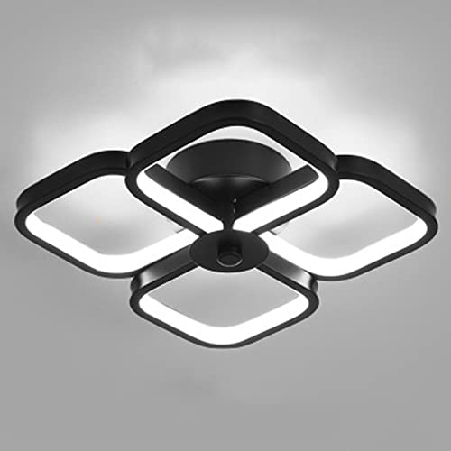 Plafonnier LED 4 carrés noirs au design géométrique moderne