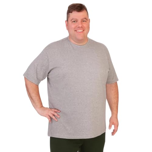 Bigdale Camiseta Super Premium de Talla Grande | Camisa Talla Grande 3XL - 15XL | Camiseta Manga Corta Hombre de algodón con Cuello Redondo Gris, 5XL