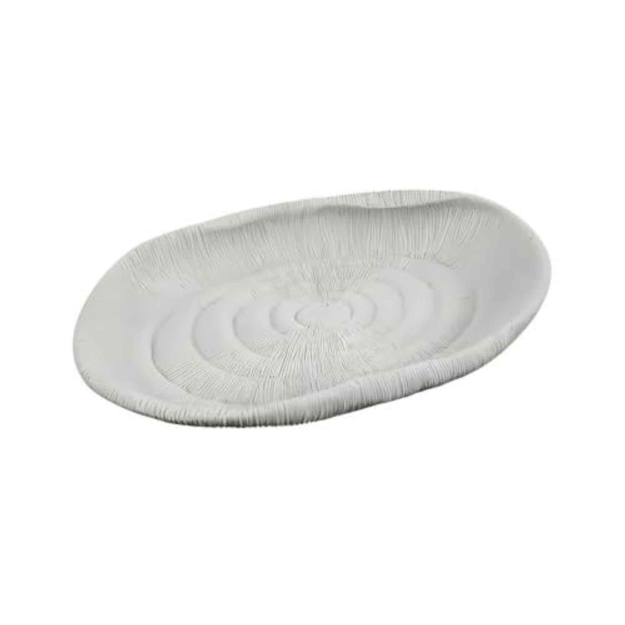 Minimalist Elliptical Platter, Carved Textured Surface