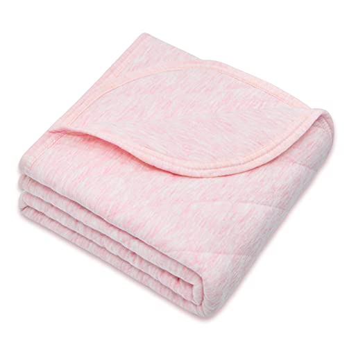 Image of Organic Cotton Baby Blanket for Boys & Girls, Super Soft & Warm Quilted Blanket, Hypoallergenic, 39x39 Inches, Pink