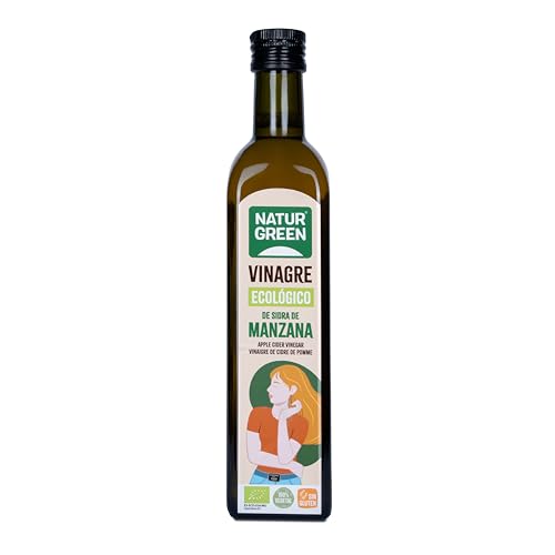 NaturGreen - Vinagre de Sidra de Manzana Bio, Producto Ecológico, Acidificación Natural, Acidez 6%, 500 ml (el paquete puede variar)