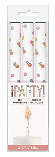Birthday Rose Gold Glitz Ice Fountains - Vibrant & Sparkling Celebration Candles - Perfect for Cakes & Parties - 3ct