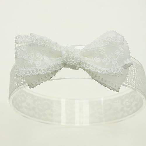 Nihao Baby Off White Lace Baptism Headband Christening Hair Accessories (0-6 months,B-Off White Lace Bow)2