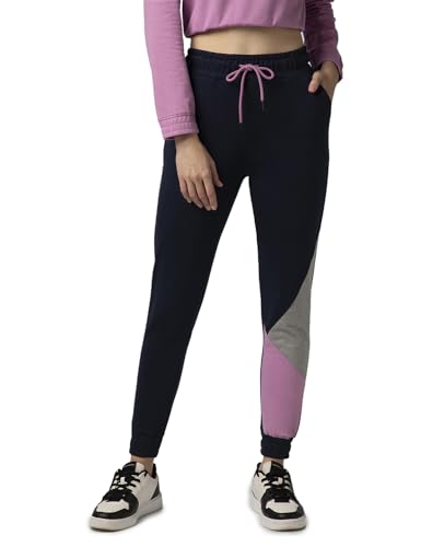 Image of FYLTR Women's Winter Assymetric Colourblock Joggers with Elasticated Waistband & Contrast Drawcord | Trackpants for Women | Winter Joggers for Women