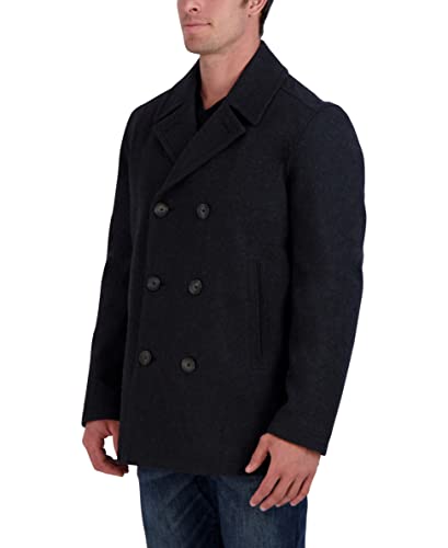 Nautica Men's Classic Double Breasted Peacoat, Charcoal, Large #TOP1