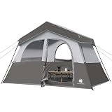 HG 6 Person Camping Tent - Portable Cabin Tent for Camp, Windproof Fabric Easy Set Up Family Tent Outdoor for Hiking, Backpacking, Traveling (Dark Gray)