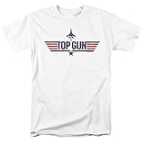 Popfunk Top Gun Logo White Unisex Adult T-Shirt (Large, White)