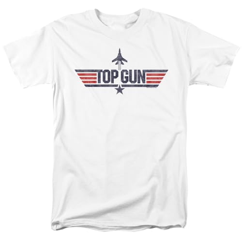 T-shirt Top Gun Logo Mixte Blanc en Coton Popfunk pour Fan de Cinéma