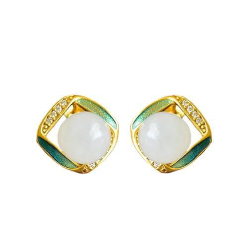 Boucles d'oreilles Jade Hetian cadeau géométrique émail pour filles