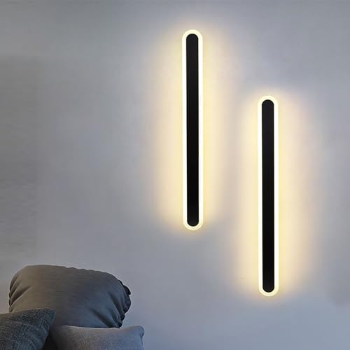 Luz de pared larga en aluminio negro con acabado minimalista de 3000K