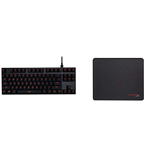 HyperX Alloy FPS Pro Tenkeyless Mechanical Gaming Keyboard, Cherry MX Red, Red LED and HyperX Fury S Pro Gaming Mouse Pad Medium