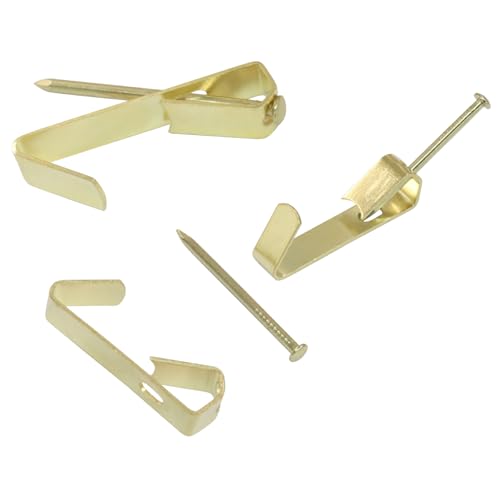 Image of Hordion 100pcs Picture Hanging Kit - 30lb, and 50lb Picture Hooks Metal Picture Hangers with Nails for Drywall Wooden Wall(Golden)