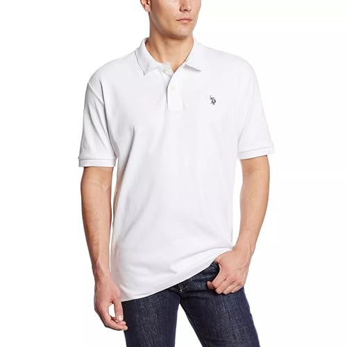 Image of U.S. POLO ASSN. Men Cotton Regular Fit Solid Polo With Small Pony | Two-Button Closure Pique Polo Shirt, Summer Fashion Golf Shirt