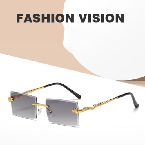 Vintage Rimless Snake Sunglasses for Men Women Luxury Travel Driving Metal Cutting Uv4002