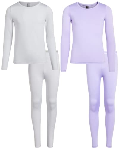 Rene Rofe Girls' Performance Thermal Underwear Set - 4 Piece Cozy Fleece Long Johns Base Layer Set for Girls (Sizes: 2T-16)
