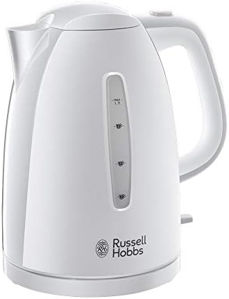 Russell Hobbs 21274 Textures Kettle, Plastic, 3000 W, 1.7 Litres, Grey with Hobbs 21644 Textures Toaster, Plastic, 850 W, Grey