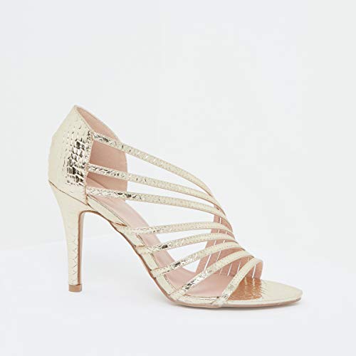 Image of shoexpress Women's Textured Strap Sandals with Stiletto Heels