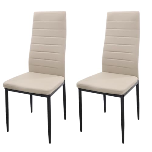 HOME DESIGN & CONFORT Pack de 2 Sillas de Comedor Tapizadas - Sillas Cocina Tapizadas - Sillas Comedor Pack (Beige, 2)