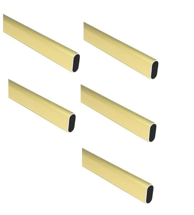 5-Case Pack Matte Brass 96" Oval Wardrobe Closet Tubing Aluminum Rods - 1.5mm Thickness