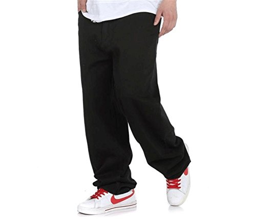 Men's Loose Black Hip Hop Baggy Denim Jeans Pants3