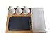 Cooking Stone - Complete Set Lava Hot Steak Stone Plate and Cold Lava Rock Hibachi Grilling Stone w Ceramic Side Dishes and Bamboo Platter