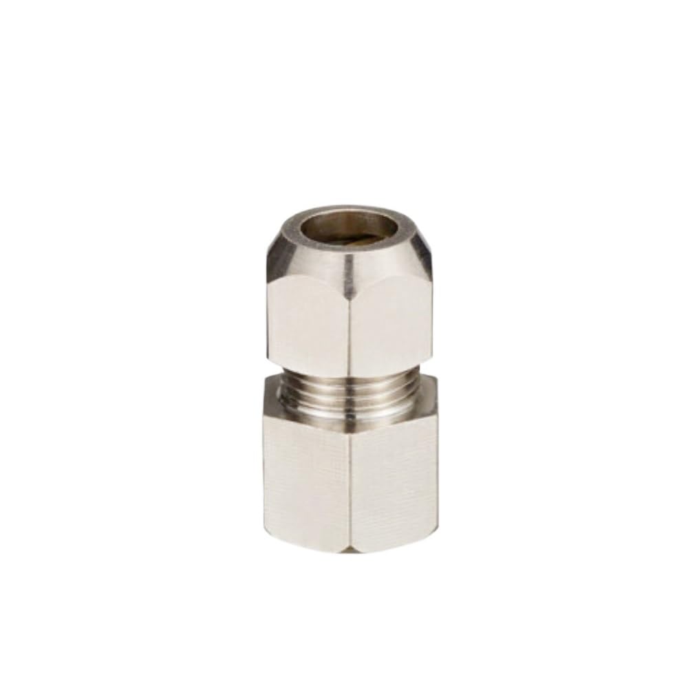 Tube Union Coupler 1pc PCF Type Tube Male Thread Adapter, Copper Nickel Plating Ferrule Compression Pipe Connector(4mmx1/4inch)