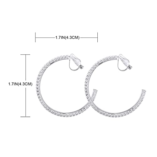 YOQUCOL 4.3CM(1.7in) Clip On Hoop Earrings Cubic Zirconia Non Pierced Ears Hoops for Women3