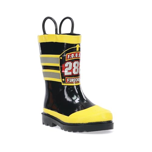 Western Chief Boys Waterproof Printed Rain Boot with Easy Pull on Handles - F.d.u.s.a, 9 M US Toddler
