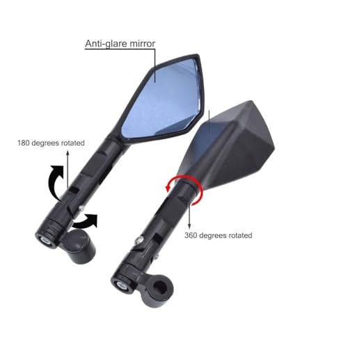Retrovisor de moto ajustable con rotación completa para manillar universal 4