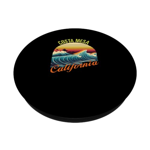 Costa Mesa Retro Surf Apparel & Beachwear, Costa Mesa PopSockets Swappable PopGrip, Black - Image 2
