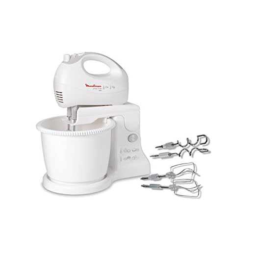 Moulinex Easy Max HM4121 - Batidora amasadora 2 en 1, bol con giro automático, espátula de mezclado, 450 W, 2.5 L, plástico/acero inoxidable, 5 velocidades más turbo, blanco