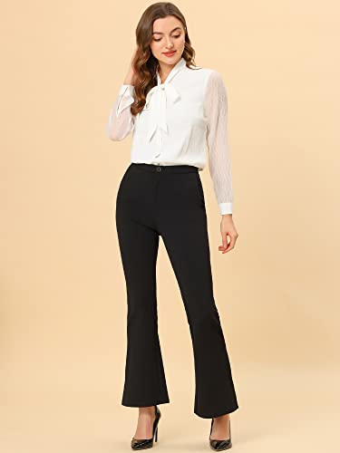 Allegra K Women's Elegant Trousers High Waist Slit Hem Flare Leg Stretch Work Pants3