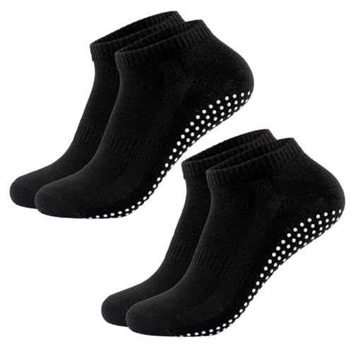 WeddHuis 2 Pares Calcetines Antideslizantes de Yoga Calcetines para Mujer Fit Yoga Pilates Ballet Low Top Calcetines Deportivos