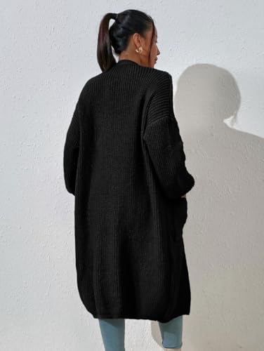 Image of LIGHT DOT Women's Winter Midi Cardigan Sweater Long Sleeve Sweater Coat (Black, L)