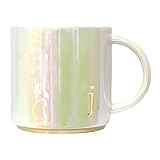 COLLECTIVE HOME - Ceramic Coffee Mug, Iridescent Finish Cups, Personalized Lowercase Embossed Lettering, Lustrous Multicolored Finish, Ideal for Unique Gifts (j)