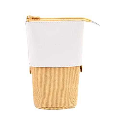 Crayon télescopique Porte télescopique Stationery Case PU stand-up Transformateur Sac multifonctionnel Pop-up Sac Jardin Jaune Décor Maquillage Cover