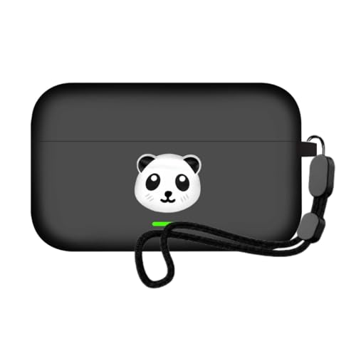 Image of Anvique Silicone Case Cover for Realme Buds T500 Pro, Shockproof Protective Earbuds Cover with Keychain Hook, Anti-Scratch Soft Silicone Skin, Full Body Protection Case (Panda Lanyard)